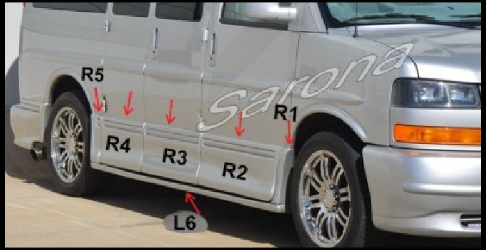 Custom GMC Savana Van  Short Wheel Base Side Skirts (2003 - 2024) - $1890.00 (Part #GM-018-SS)